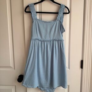 Altar'd State Sky Blue Linen Blend Tie Back Mini Dress L